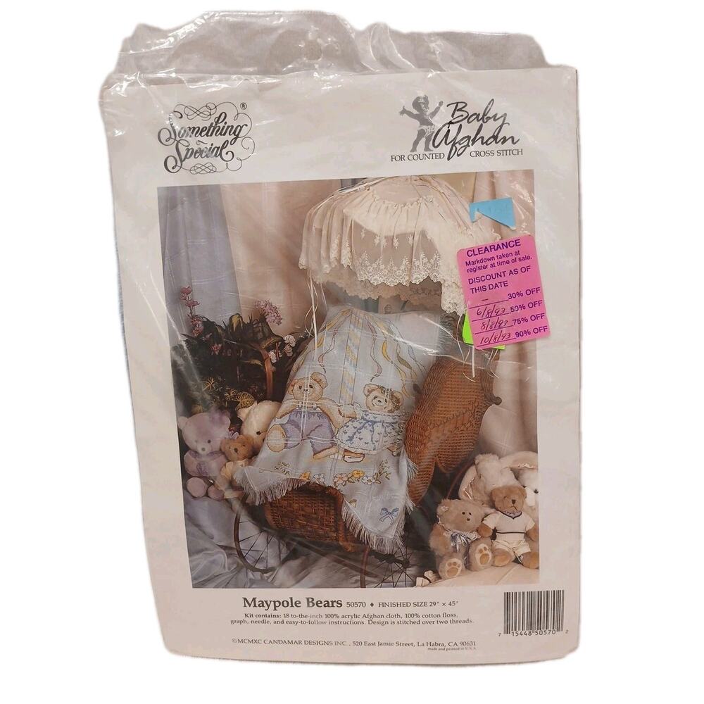 Kit Counted Crossstitch Baby Afghan Something Special Teddy Maypole Bears 50570‎